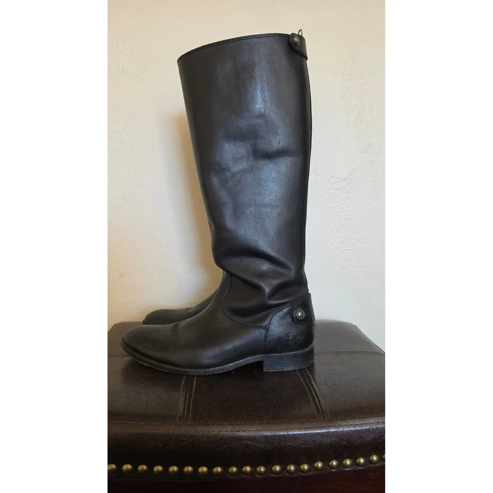 Frye Melissa Old‎ Money Preppy Button Back Zip Riding Leather High Boot sz 8B